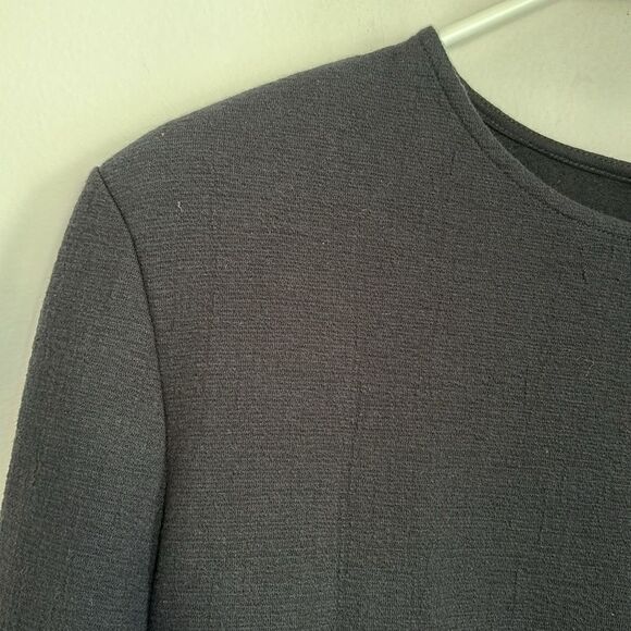 COS Women long sleeve crew neck little black dress with shoulder pads medium NWT - Picture 12 of 12